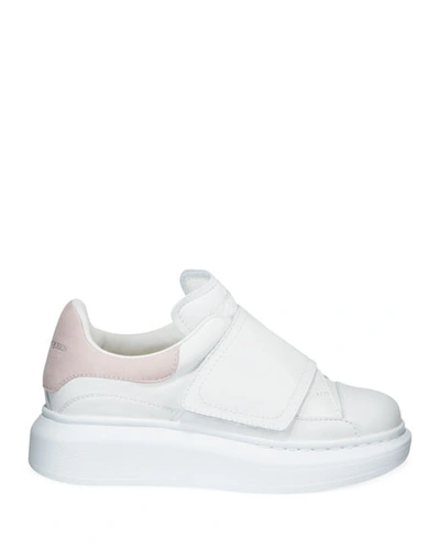 Shop Alexander Mcqueen Boy's Oversized Grip-strap Leather Sneakers, Toddler/kids In Pink