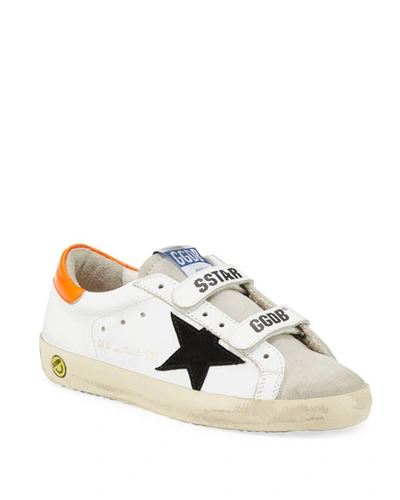 Shop Golden Goose Boy's Old School Leather Sneakers, Toddler/kids In White