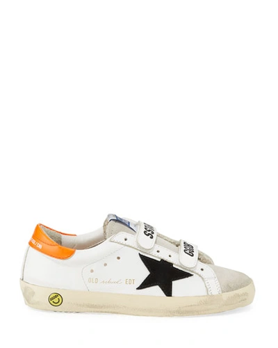 Shop Golden Goose Boy's Old School Leather Sneakers, Toddler/kids In White