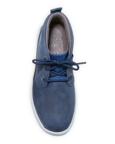 Shop Ugg Boy's Canoe Waterproof Leather Mid-top Sneakers, Kids In Blue