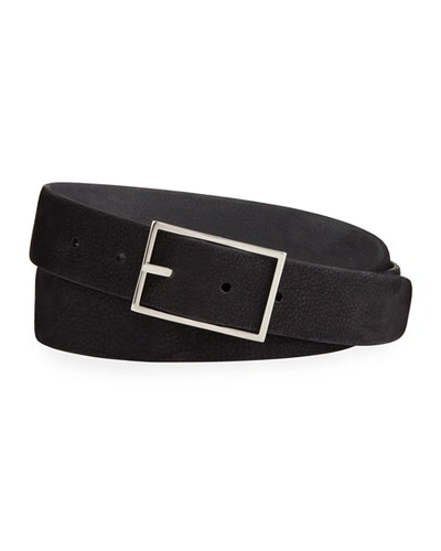 Shop Simonnot Godard Men's Nubuck Reversible Belt In Black/gray