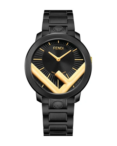 Shop Fendi Men's Run Away F-insert Analog Bracelet Watch In Black