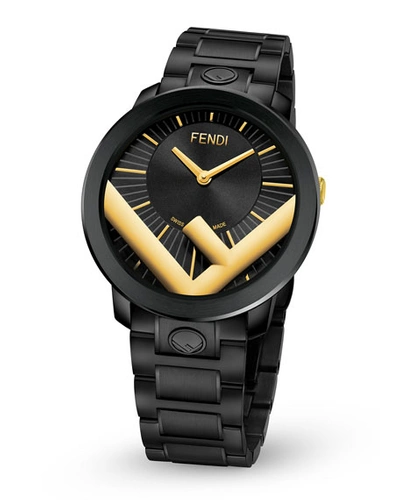 Shop Fendi Men's Run Away F-insert Analog Bracelet Watch In Black