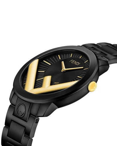 Shop Fendi Men's Run Away F-insert Analog Bracelet Watch In Black