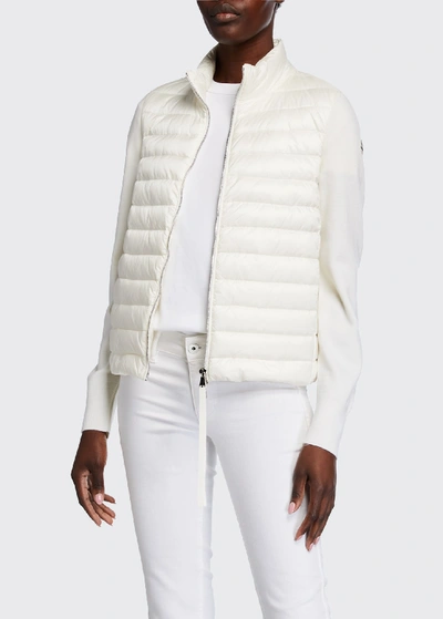 Shop Moncler Down-knit Combo Sweater In White