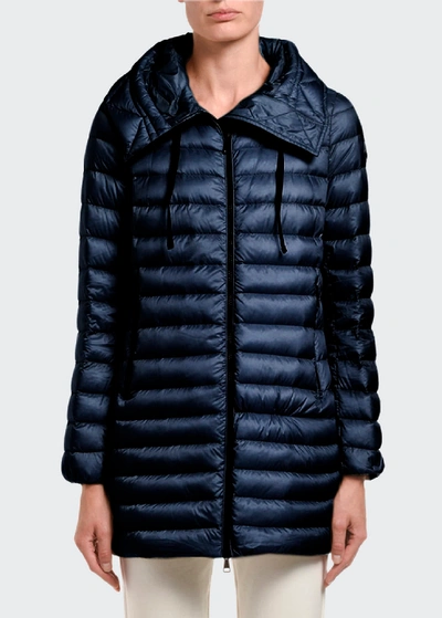 Shop Moncler Rubis Hooded Puffer Jacket In Navy