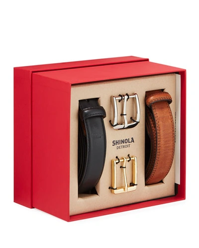 Shop Shinola Men's Interchangeable Belt %26 Buckle Box Set In Multi