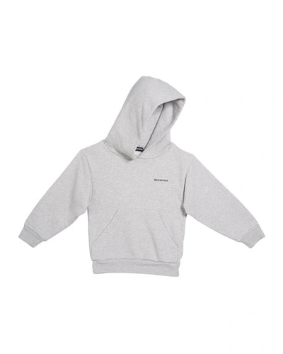 Shop Balenciaga Logo Cotton Hoodie In Gray