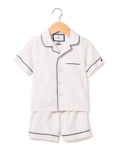 Shop Petite Plume Kid's Classic Pajama Set W/ Contrast Piping In Navy Piping