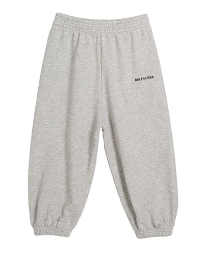 Shop Balenciaga Cotton Logo Jogging Pants In Gray
