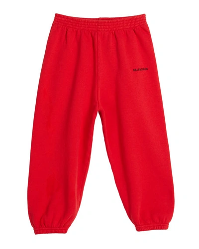 Shop Balenciaga Cotton Logo Jogging Pants In Red