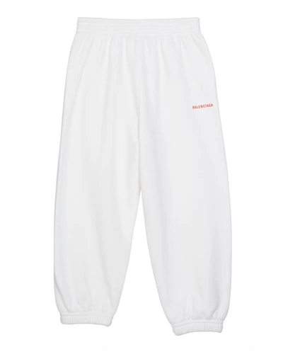 Shop Balenciaga Kid's Logo Sweatpants In White