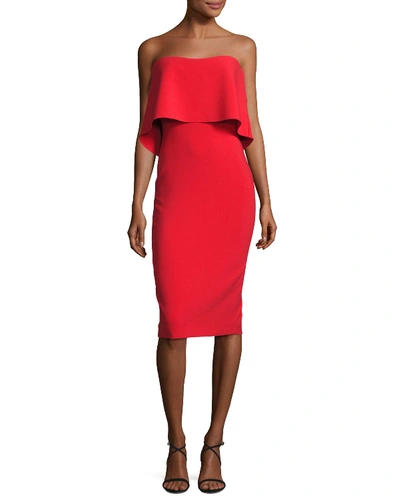Shop Gucci Driggs Strapless Cocktail Dress In Scarlet