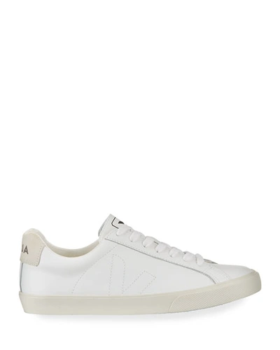 Shop Veja Esplar Leather Logo Sneakers In White