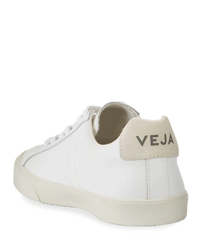 Shop Veja Esplar Leather Logo Sneakers In White