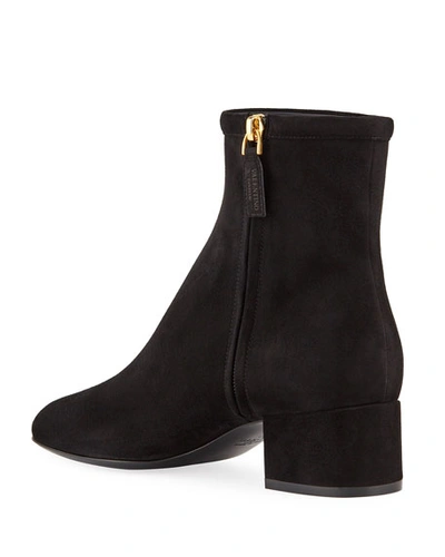 Shop Valentino Vlogo Suede Ankle Booties In Black