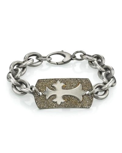 Shop Mr. Lowe Men's Diamond Pave Cross Bracelet In Silver