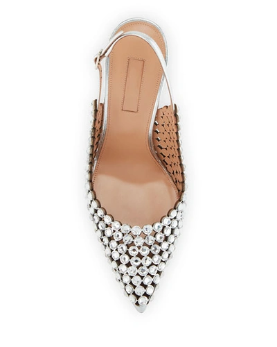 Shop Aquazzura Tequila Crystal Slingback Pumps In Silver