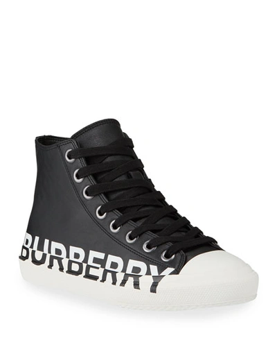 Shop Burberry Larkhall High-top Two-tone Sneakers In Black