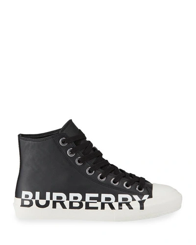 Shop Burberry Larkhall High-top Two-tone Sneakers In Black
