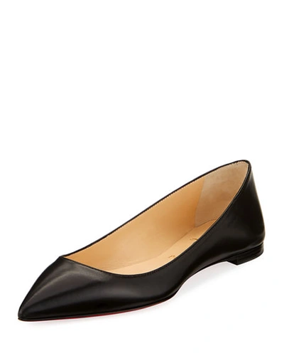 Shop Christian Louboutin Ballalla Smooth Leather Red Sole Ballet Flats In Black