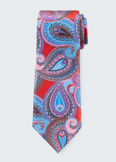 Shop Ermenegildo Zegna Men's Paisley Pines Silk Tie In Red