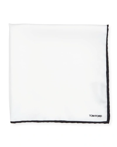 Shop Tom Ford Men's Solid Pocket Square With Contrast Trim In White