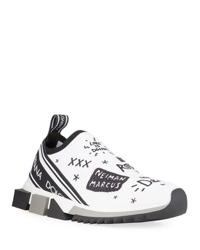 Shop Dolce & Gabbana Sorrento Graffiti-print Trainer Sneakers In White