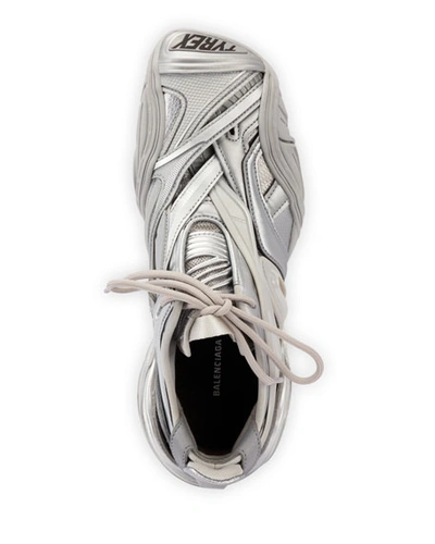 Shop Balenciaga Tyrex Metallic Chunky-heel Sneakers In Silver