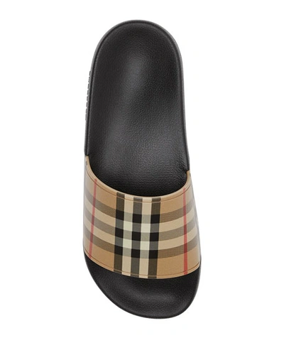 Shop Burberry Furley Vintage Check Slide Sandals In Beige