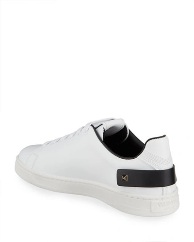 Shop Valentino Backnet Low-top Sneakers With Rockstud Tab In White/black