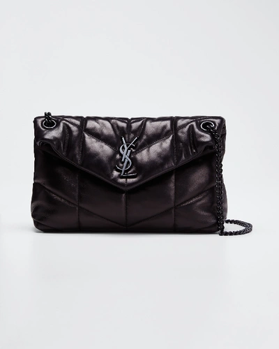 Shop Saint Laurent Lou Puffer Small Ysl Shoulder Bag In Quilted Leather In Black