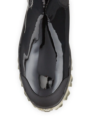 Shop Moncler Hanya Patent Chelsea Boots In Black