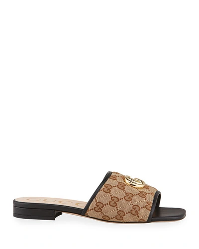 Shop Gucci Jolie Original Gg Canvas Slides In Beige