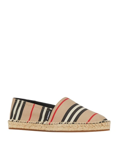 Shop Burberry Alport Striped Espadrille Slip-on Loafers In Beige