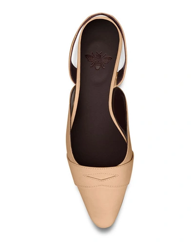 Shop Bougeotte Leather Slingback Ballerina Flats In Beige