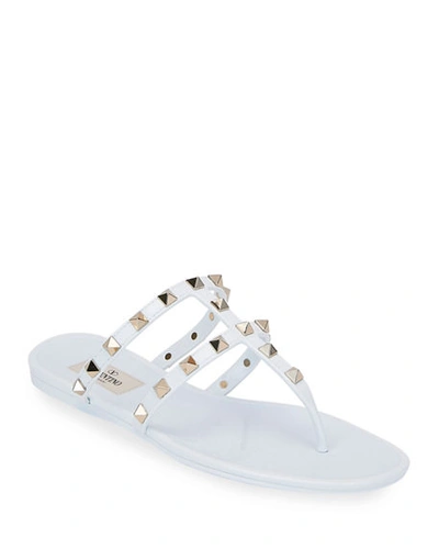Shop Valentino Summer Rockstud Jelly Sandals In White