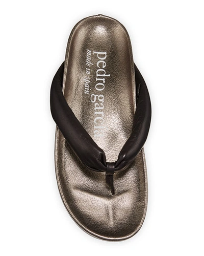 Shop Pedro Garcia Anita Metallic Leather Thong Sandals In Black