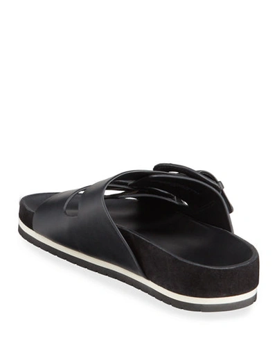 Shop Vince Glyn Dual Buckle Slide Sandals In Black