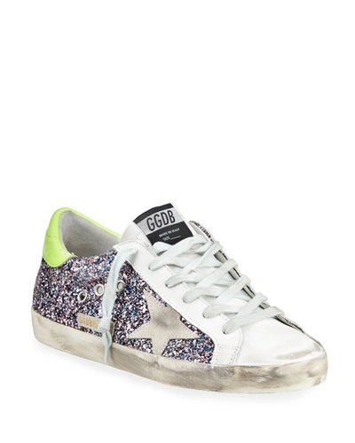 Shop Golden Goose Superstar Glitter Low-top Sneakers In Pink/grey