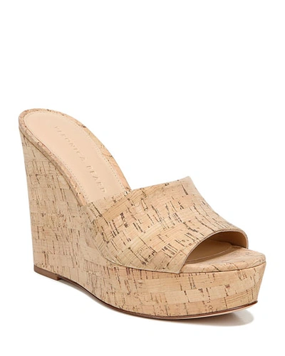 Shop Veronica Beard Dali Cork Platform Wedge Sandals In Natural