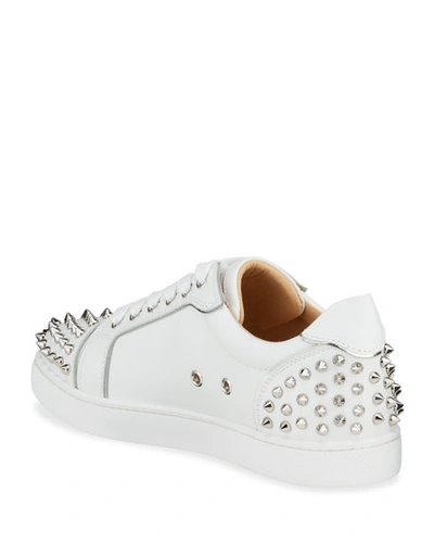 Shop Christian Louboutin Viera 2 Spikes Leather Low-top Sneakers In White