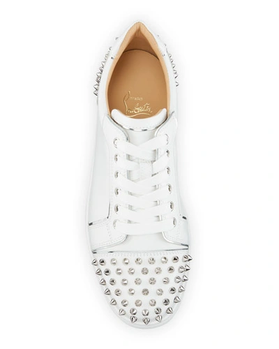Shop Christian Louboutin Viera 2 Spikes Leather Low-top Sneakers In White