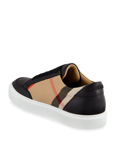 Shop Burberry House Check And Leather Sneakers In Black