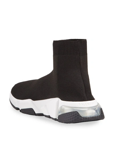 Shop Balenciaga Contrast Logo Speed Sock Sneakers In Black/white