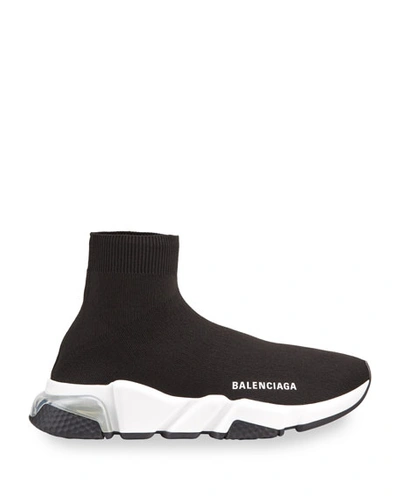Shop Balenciaga Contrast Logo Speed Sock Sneakers In Black/white