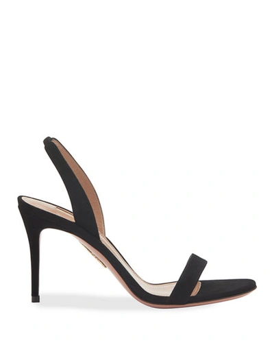 Shop Aquazzura So Nude 85mm Suede High-heel Sandals In Black