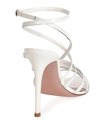 Shop Gianvito Rossi 105mm Strappy Patent Sandals In White