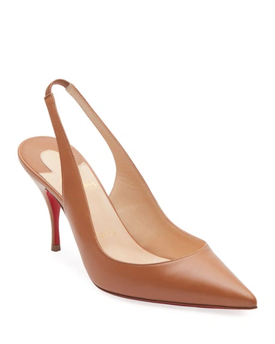 Shop Christian Louboutin Clare Sling 80 Napa Red Sole Pumps In Black