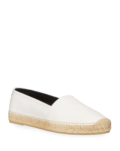 Shop Saint Laurent Monogram Ysl Soho Leather Slip-on Espadrille Flats In White